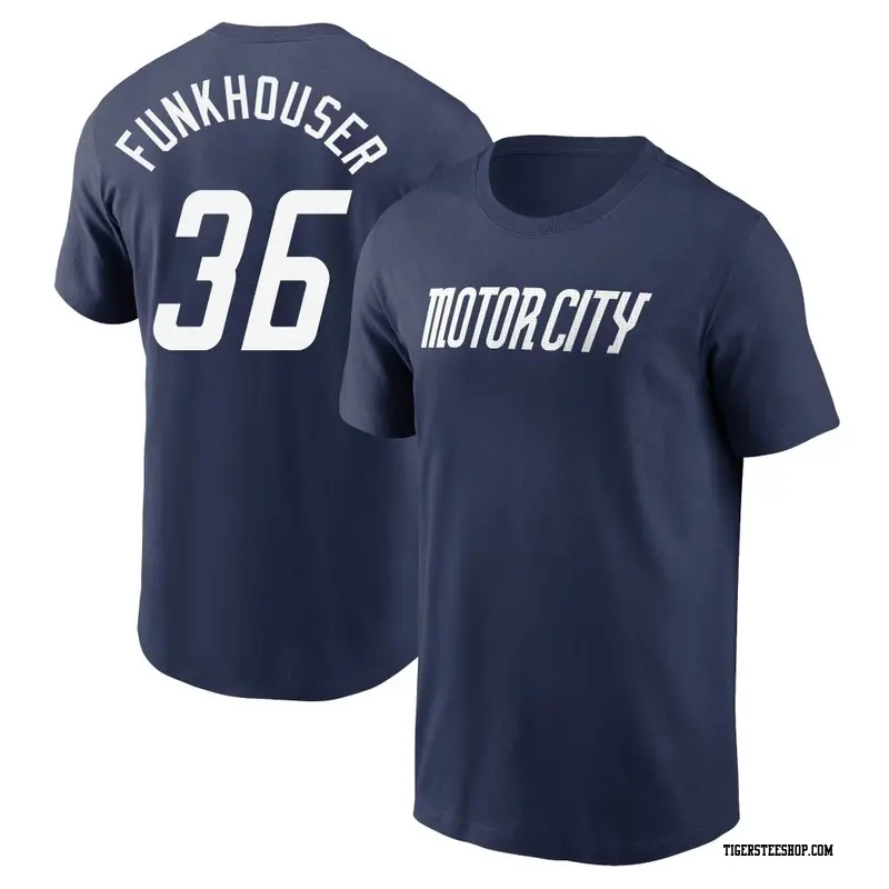 Men's Detroit Tigers ＃36 Kyle Funkhouser Navy 2024 City Connect Fuse Name & Number T-Shirt