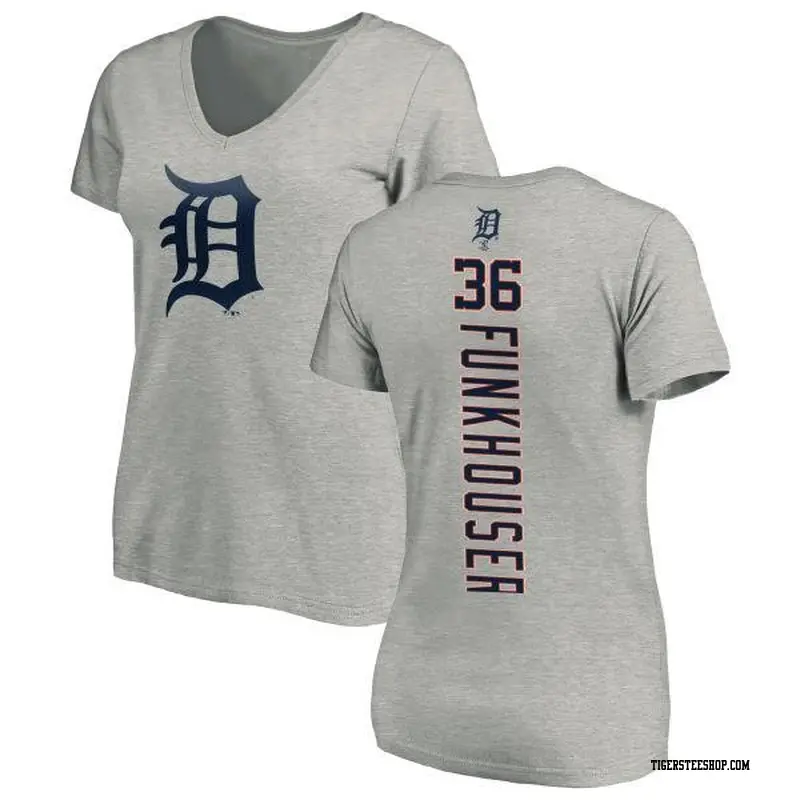 Women's Detroit Tigers ＃36 Kyle Funkhouser Ash Backer Slim Fit T-Shirt