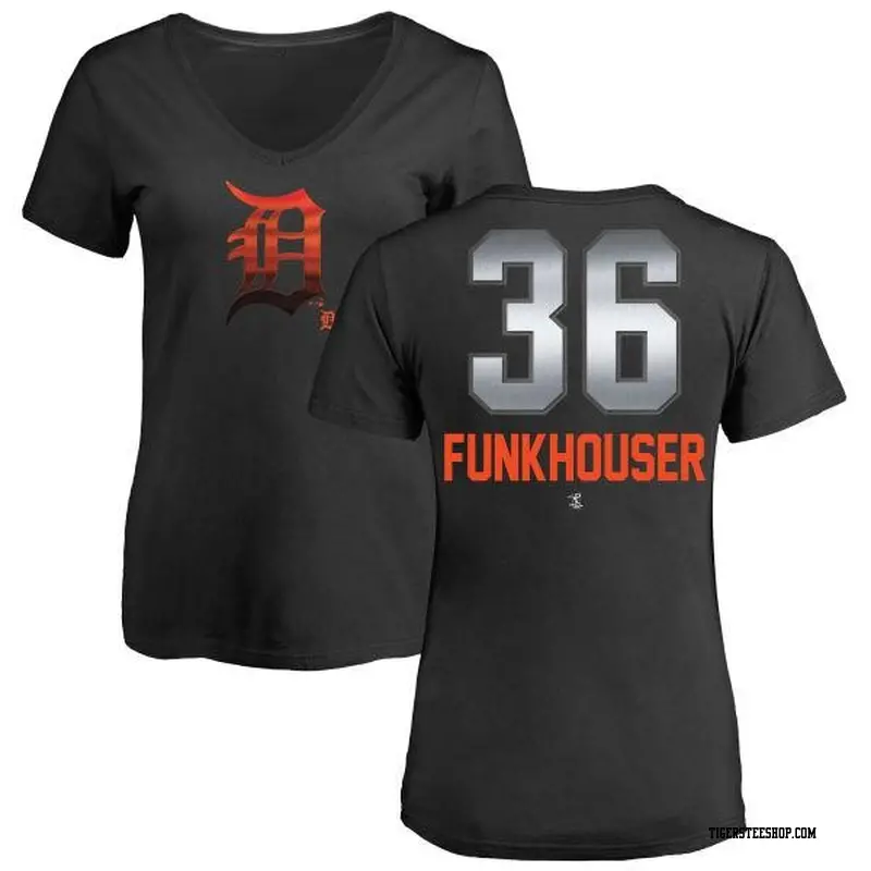 Women's Detroit Tigers ＃36 Kyle Funkhouser Black Branded Midnight Mascot V-Neck T-Shirt