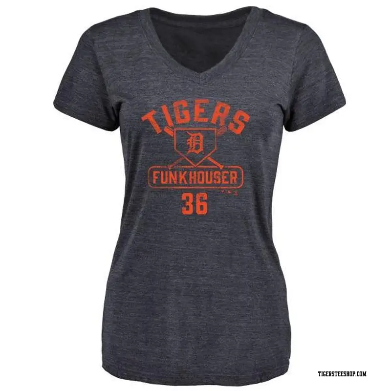 Women's Detroit Tigers ＃36 Kyle Funkhouser Navy Branded Base Runner T-Shirt
