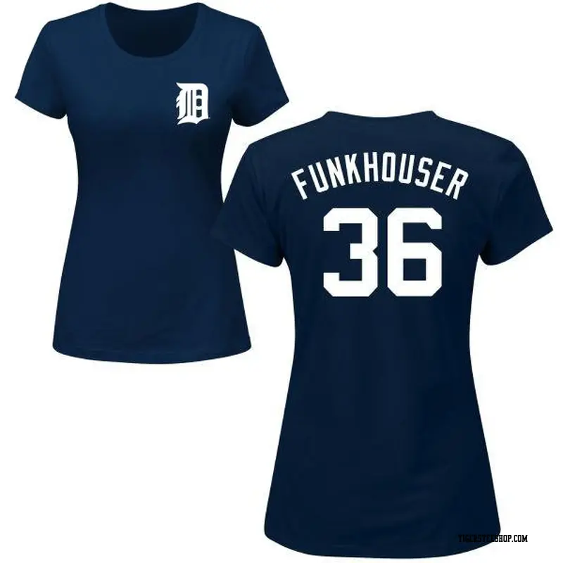 Women's Detroit Tigers ＃36 Kyle Funkhouser Navy Roster Name & Number T-Shirt