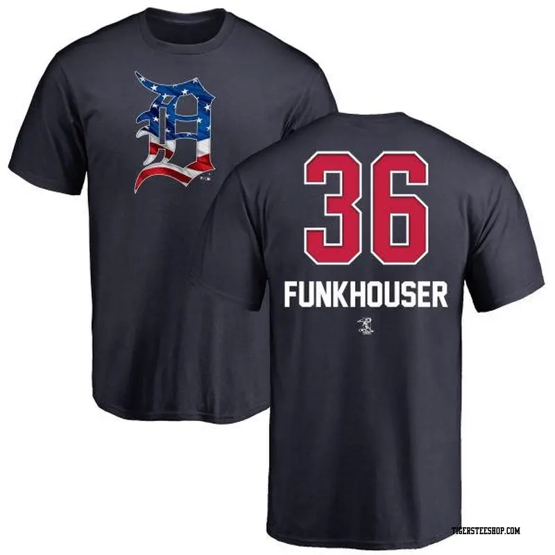 Youth Detroit Tigers ＃36 Kyle Funkhouser Navy Branded Name and Number Banner Wave T-Shirt